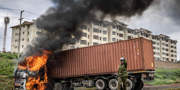 Uganda-bound truck torched in Kenyan protests